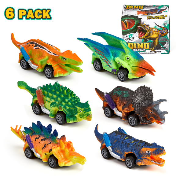 Zacro Dinosaur Toy Pull Back Cars Toys, 6 Pack Dinosaur Car Toys for Kids Toddler Boys and Girls 2 3 4 5 Years Old