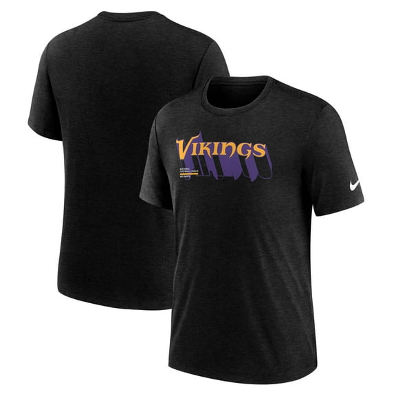 Men's Nike Heather Black Minnesota Vikings Long Pass Tri-Blend T-Shirt