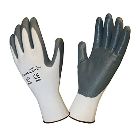 

12-Pack of Cordova 6892XL Cor-Touch II 13-Gauge Work Gloves White Polyester Shell Gray Flat Nitrile Palm Coating X-Large