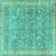 thumbnail image 1 of Ahgly Company Machine Washable Indoor Square Persian Turquoise Blue Traditional Area Rugs, 7' Square, 1 of 4