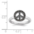 thumbnail image 5 of 925 Sterling Silver Stackable Expressions Marcasite Peace Sign Ring Size: 8; for Adults and Teens; for Women and Men, 5 of 5