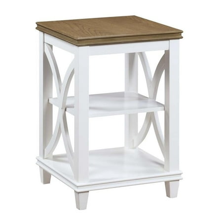 Pemberly Row Modern End Table in White and Brown Wood Finish