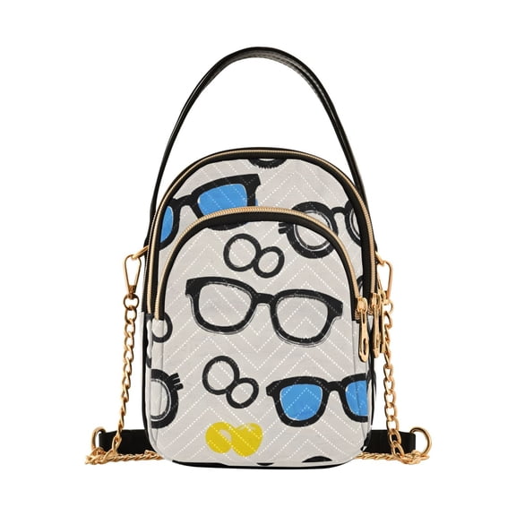 joogoo Women Glasses Pattern Chain Crossbody Bags Shoulder Handbag Phone Purse