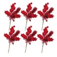 thumbnail image 1 of Paquete de 6 púas navideñas con purpurina en aerosol con flores artificiales, deja fruta para decoración navideña del hogar, 1 of 5