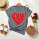 thumbnail image 1 of Xuyuer Women's Lover Printed Round Neck Short Sleeve T-Shirt, Cute Casual Graphic Tee Top for Date Nights, Anniversary Gifts and Couple Outfits, 1 of 7