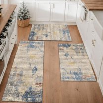 Farmhouse Kitchen Rugs Set 3 Piece, Boho Kitchen Mats for Floor, Non-Slip Kitchen Rug Waterproof Mats for Kitchen, Runner Rugs for Hallway Laundry Holiday Sink Decor