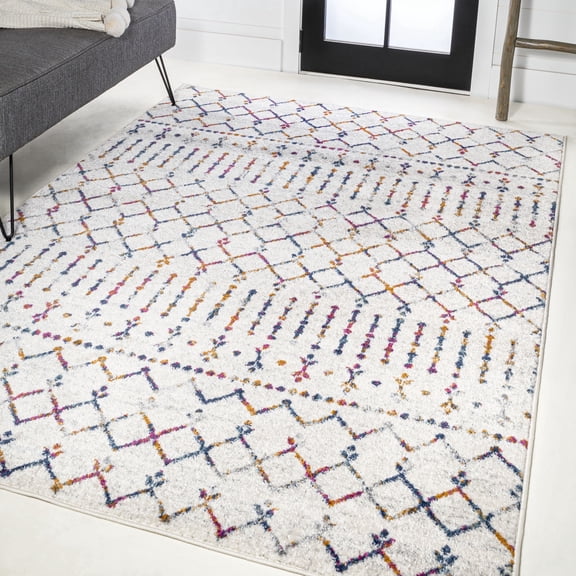 JONATHAN Y MOROCCAN HYPE 4 x 6 Area Rug, Boho Vintage Diamond - Cream/Multi, MOH101H-4