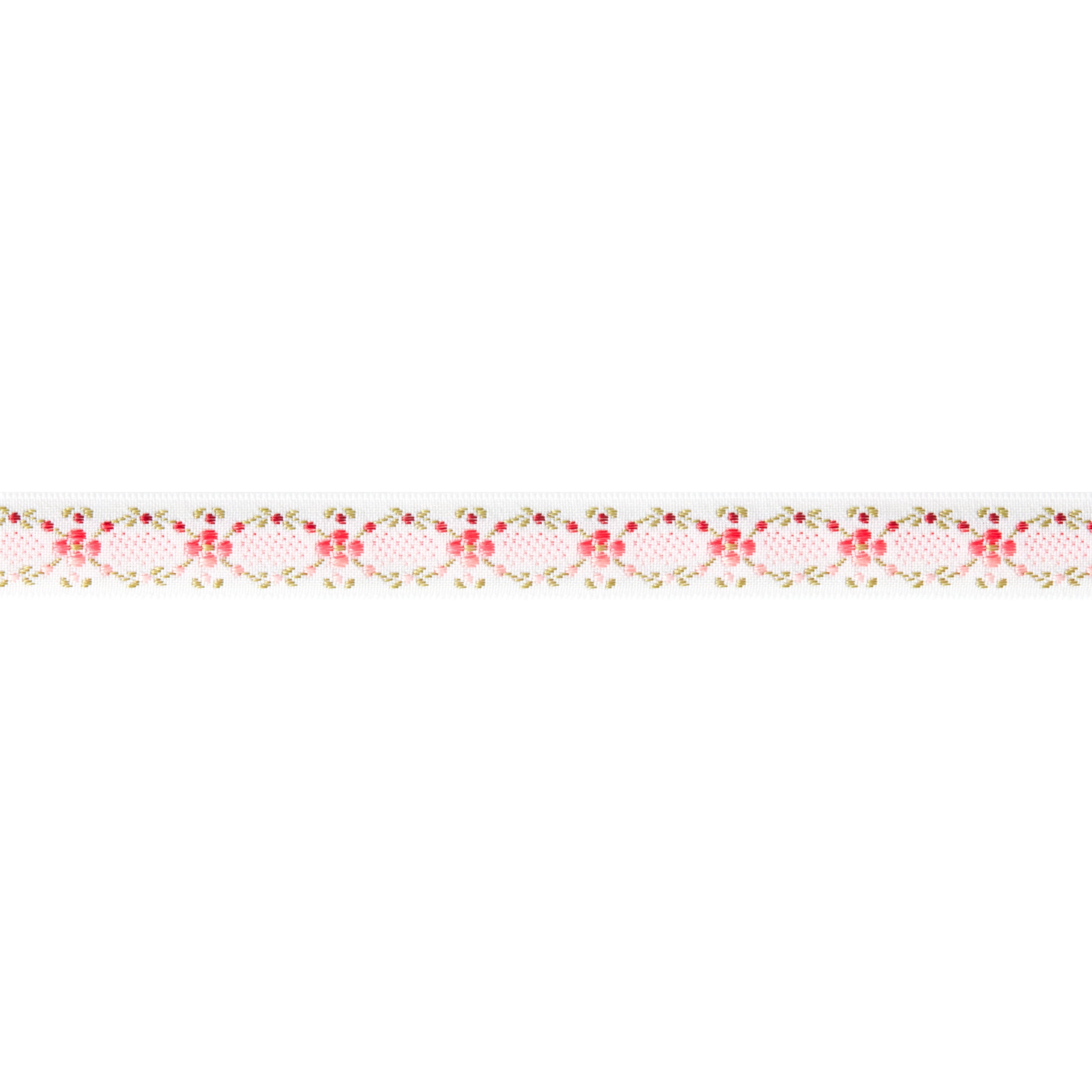 Offray Ribbon, White 5/8 inch Rose Jacquard Ribbon, 9 feet