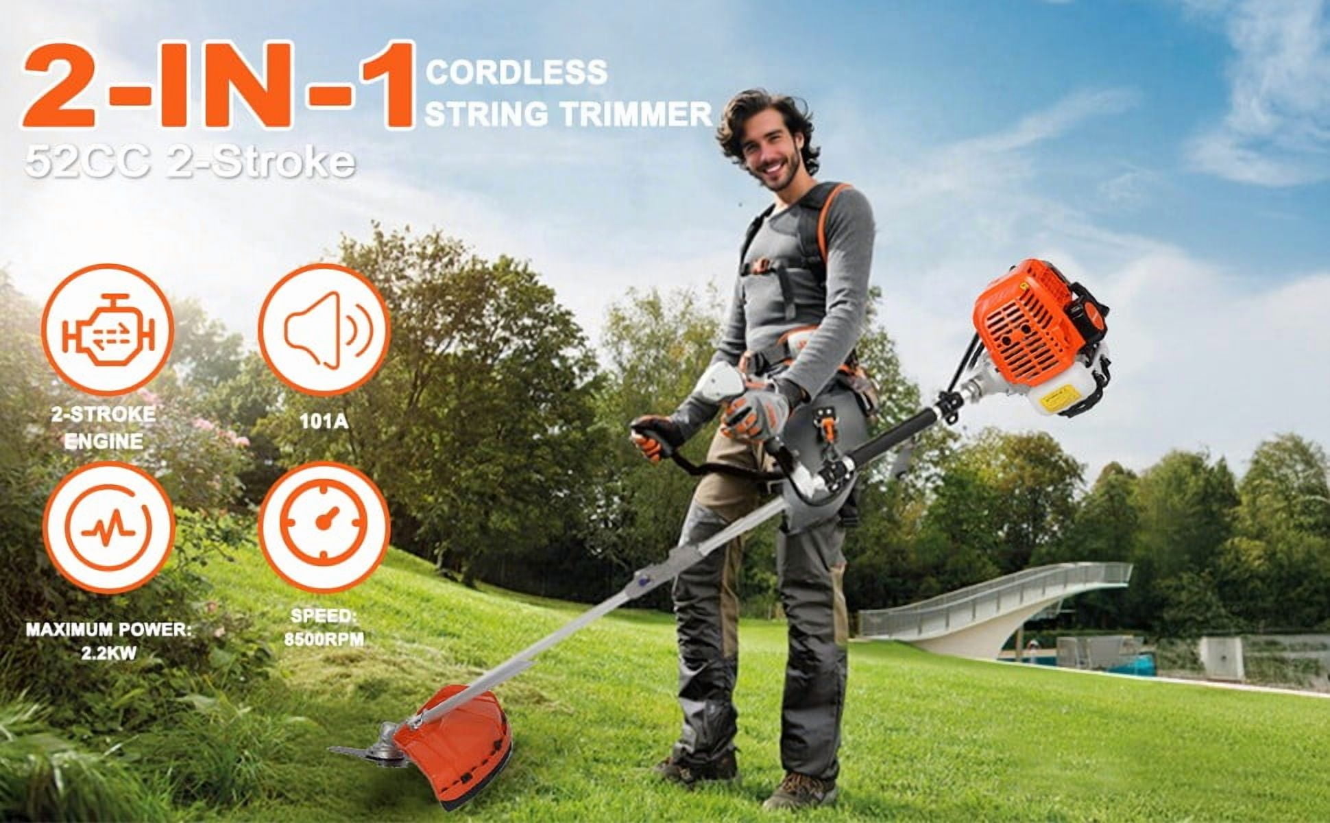2025 New Gas Weed Trimmer, 2 in 1 Cordless Lawn Mower,2-Stroke Gas Hedge Trimmer,52CC Weed Trimmer, Multi-Functional Trimming Tool for Outdoor Grass and Garden Bush