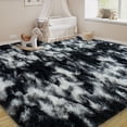thumbnail image 2 of Janvonne 9x12 Fluffy Shag Area Rug, Ultra Soft Plush Fuzzy Shaggy Carpet for Living Room Bedroom, Non-Slip,Cozy Indoor Home Decor, Tie-dye Black and White, 2 of 8
