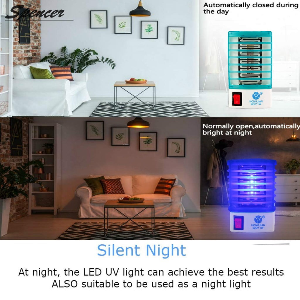 Spencer 6 Pack Electric Mosquito Killer Lamp Indoor Insect Killer Fly Bug Insect Trap Zapper with Light Sensor for Cockroach, Ants, Spiders Pest Control (Green)