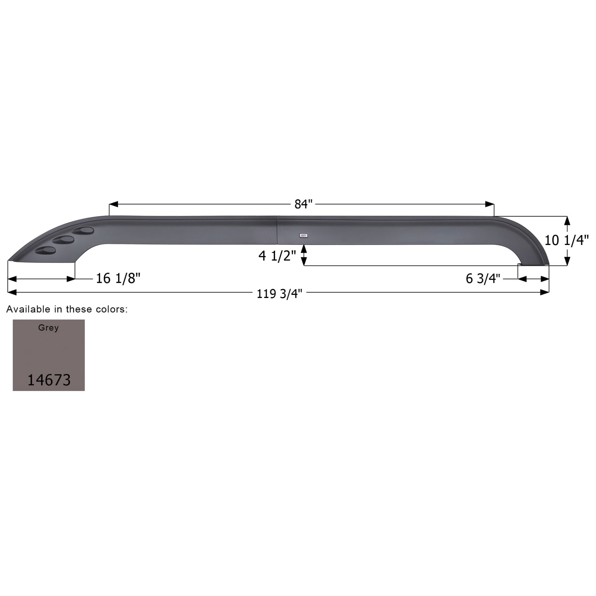 Icon 14673 Triple Axle Fender Skirt FS4673 for MVP RV - Gray (RH)