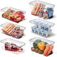 thumbnail image 1 of EZOWare 6 Pack Stackable Clear Refrigerator Organiser Bins with Lid, 1 of 5