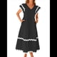 thumbnail image 3 of Vestido Midi Informal de Verano 2025 para Mujer, con Escote en V, Corta, Volantes, Corte A, . Negro XL, 3 of 10