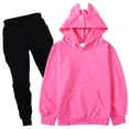 thumbnail image 4 of Girls Tracksuit Solid Color 2 Piece Back to School Outfit,Long Sleeve Pullover Hoodie & Elastic Sweatpants for School Daily Wear 2-3 Years, 4 of 4