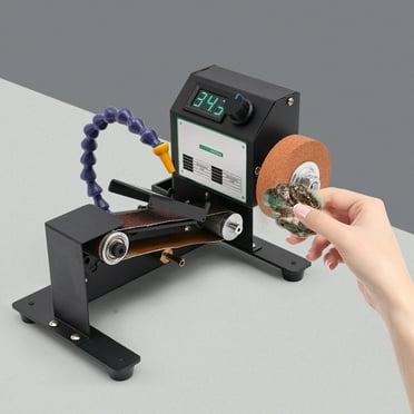 350W Mini Belt Sander, Bench Metal Grinder Knife Making, Desktop Metal DIY Mini Polishing Machine with 10PCS Sanding Belt