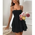 thumbnail image 2 of xxxiticat Women's Tie Back Spaghetti Strap Skater Mini Dress Tiered Ruffle Fit and Flared A Line Sexy Cute Short Party Dress BL-XS, 2 of 4