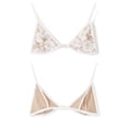 thumbnail image 5 of 2Pcs Sexy Floral Lace Crop Tops for Women See through Low Cut T-Shirts+Bra Set Going Out Streetwear, 5 of 6