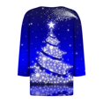 thumbnail image 4 of Puntoco Camiseta informal con cuello en V y botones con estampado navideño de moda para mujer, blusa holgada de manga 3/4, 4 of 5