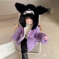 thumbnail image 3 of Chaqueta con capucha de lentejuelas de invierno para niñas de Anime Sanrioed Kuromi, ropa tipo parka para niños, abrigo de peluche suave, ropa de nieve, regalo de Navidad, 3 of 5