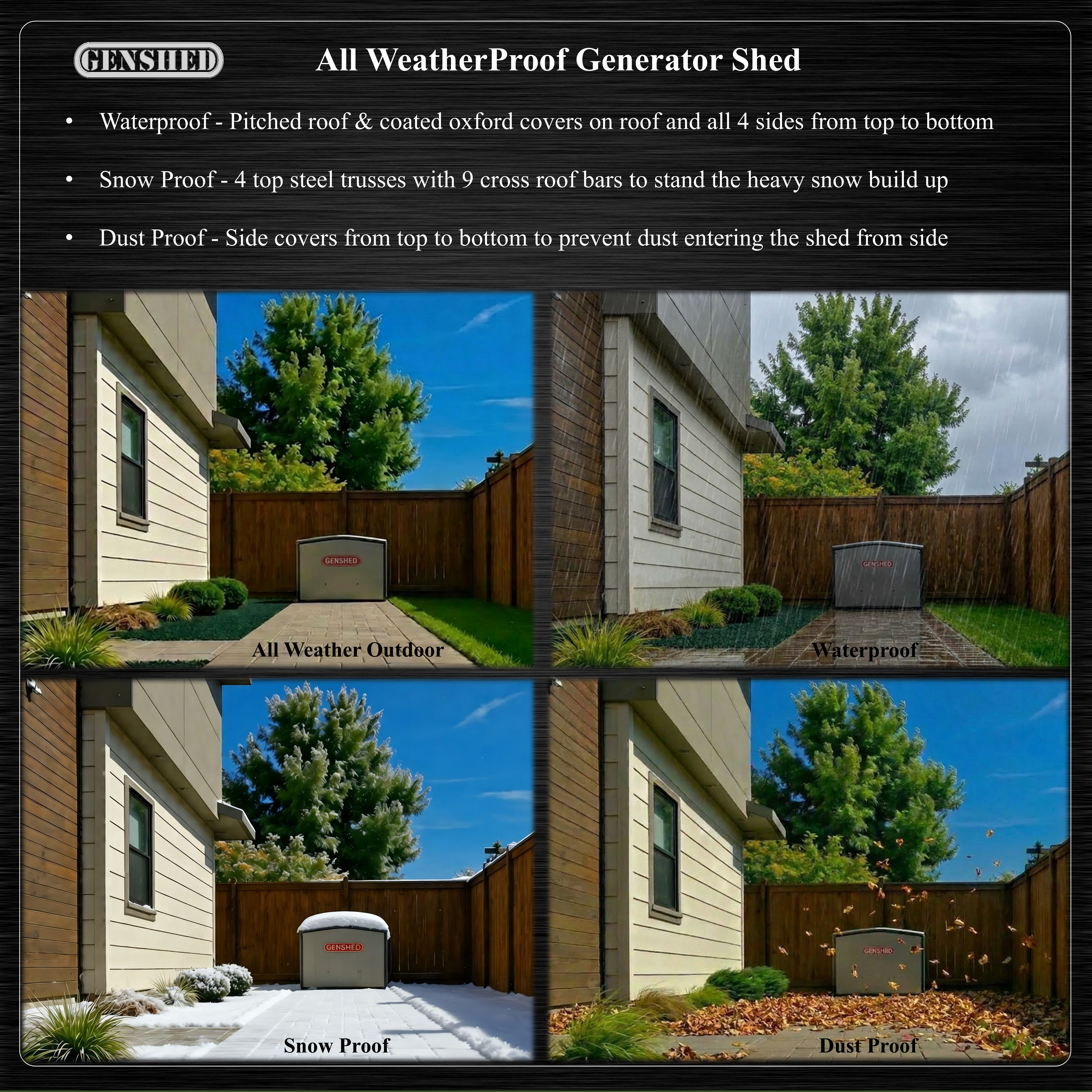 GENSHED Generator Shed For Storing & Running Generator Outdoor - Combining Generator Covers While Running & Generator Covers for Outside Storage into one (GCE)