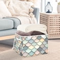 thumbnail image 3 of Yayeee Collapsible Cube Storage Bin with Lid Fabric Closet Decorative Basket with Handles, Green Art Pattern, 3 of 7