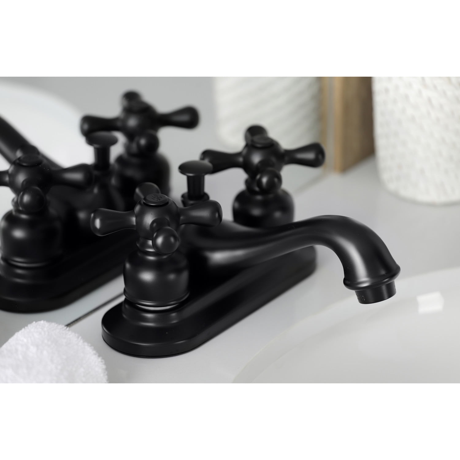 Kingston Brass KB600AX Restoration 4 in. Centerset Bathroom Faucet, Matte Black