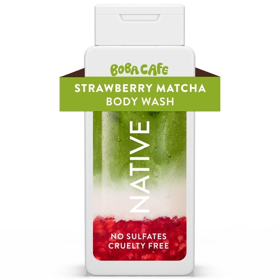Native Body Wash, Limited Edition Strawberry Matcha, Sulfate Free Body Wash for Women & Men, Boba Café, 18 fl oz