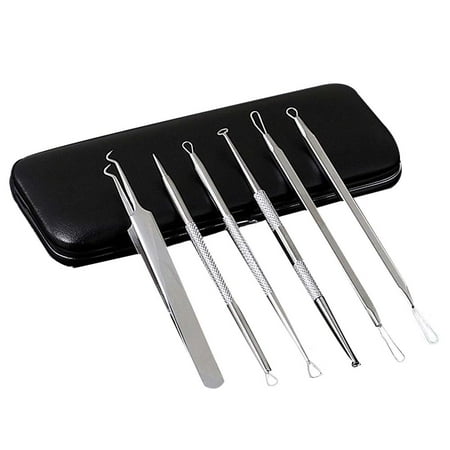 Juslike Blackhead Remover - Acne Treatment Skin Care Kit - Stainless Steel Pimple Comedone Extractor Tool Set - Pimple Zit Zapper with Tweezers - Deep Pore Cleaner helps Stop Acne