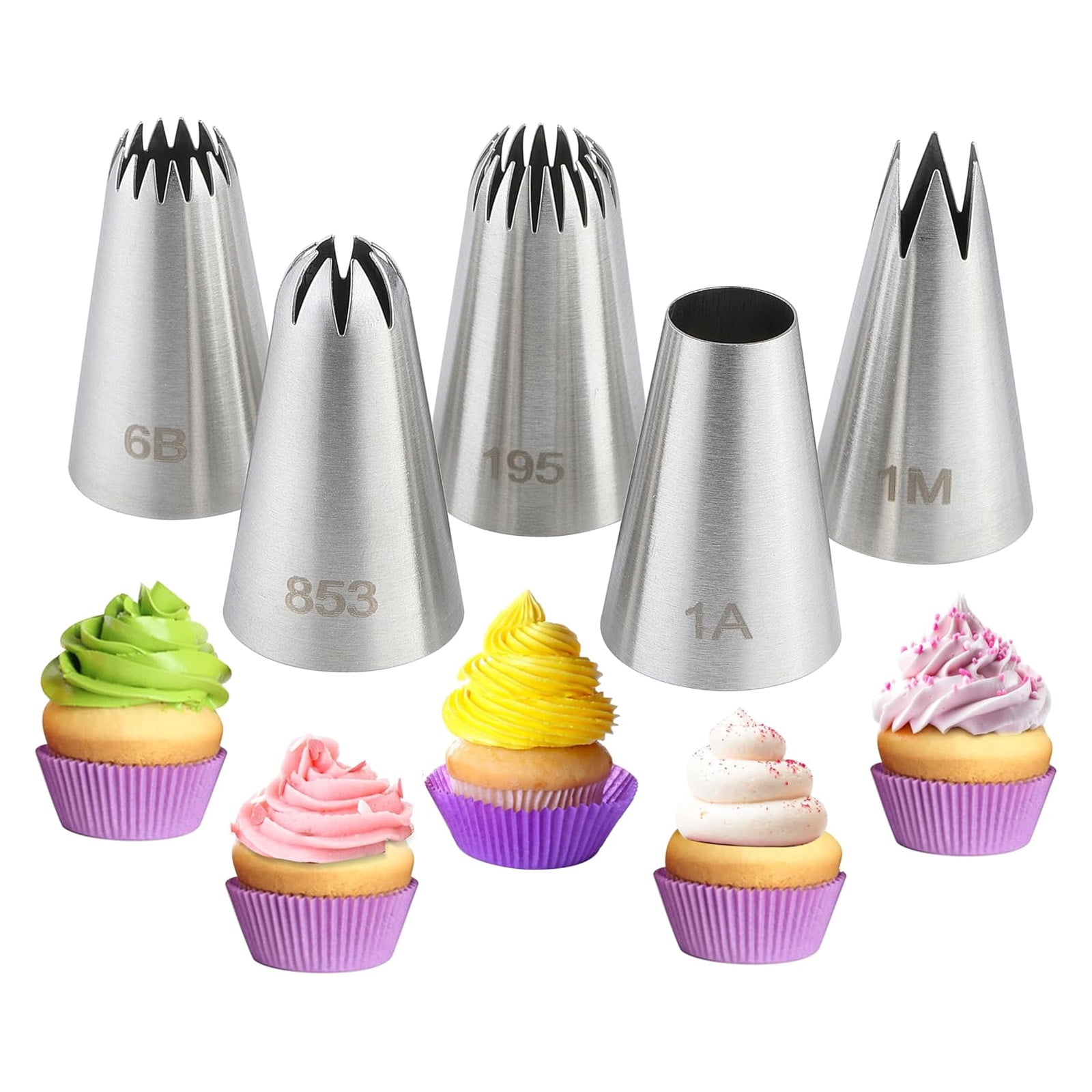 1 PC Stainless Steel Balloon 7 Nozzle Set Russian Flower Icing Piping Nozzles, Silicone Piping Bag, Coupler, Cupcake, Pastry Desserts, Cake Decorating Tool DIY Different Designs Cake Decorating Tips