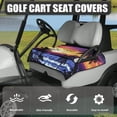 thumbnail image 3 of Whosucclay Non-slip Golf Cart Seat Cover for All Weather Outdoors, Foldable Design 4 Front Pockets Golf Cart Seat Protector, Ocean Sunset Beach, 3 of 7
