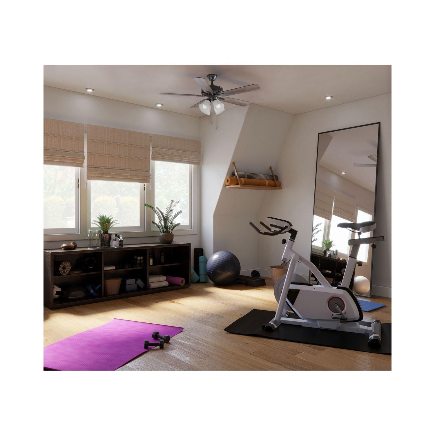 AirPro 52 in. Matte Black 5-Blade AC Motor Transitional Ceiling Fan with Light