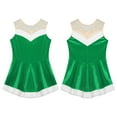 thumbnail image 5 of YiZYiF Kids Girls Christmas Figure Skating Ballet Dress Sleeveless Velvet Bodysuit Leotard with Hat Santa Costume Green 8, 5 of 6