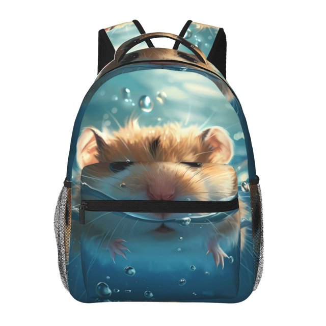 Easygdp Cute Swimming Guinea Pig Mochila Ergonómica Versátil para Laptop - Múltiples Bolsillos, Correas Ajustables, Unisex para Escuela, Viajes y Actividades al Aire Libre-One Size