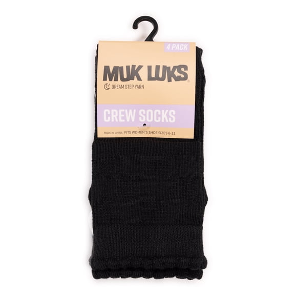 MUK LUKS Women's Dream Step Crew Socks, 4-Pack, OSFM