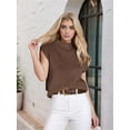 thumbnail image 5 of Women'S Mock Neck Sleeveless Sweater Vest Casual Cap Sleeve Knit Pullover Tank Tops Spring Summer Clothes Dark Brown S, 5 of 8