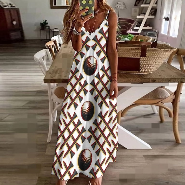 Garnet and Gold Golf Sleeveless Dress beach outfits for women elegant chic  women dresses promotion - Walmart.com