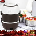 thumbnail image 2 of Electric Lunch Box,3 Layers 2L Portable Electric Heating Bento Lunch Box Food Storage Warmer Container Rice Cooker,110V 200W,Stainless Steel+PP, 2 of 9