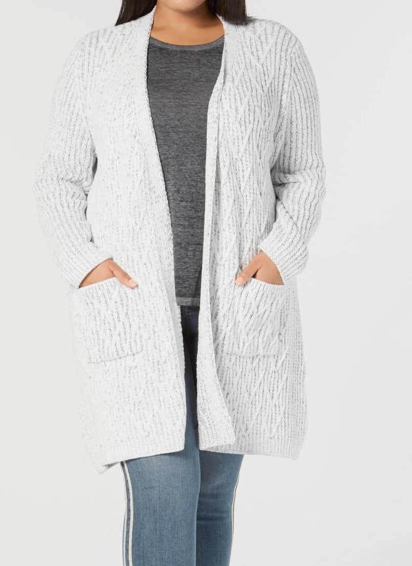 Style & Co. Womens Sweater Plus Cardigan Chenille Open Front 1X
