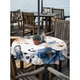 thumbnail image 2 of Outdoor Tablecloth with Umbrella Hole for Patio/Picnic/Party/Camping, Vintage Blue Floral Waterproof Table Cloth Round Cover Washable, Farmhouse Watercolor Flower Butterflies (Dia 60"), 2 of 8