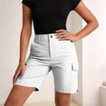 thumbnail image 3 of HappyYEE Women’s Hiking Shorts Button Waist Straight Leg Cargo Shorts with Multi-pocket Loose Fits Summer Outdoor Workout Sport Short ,White,L, 3 of 7