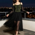 thumbnail image 6 of Plus Size Halloween Dress for Women Cold Shoulder Lace Up Long Sleeve Mesh Gown Costume Party, 6 of 8