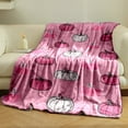 thumbnail image 4 of Soft & Cozy Pink Pumpkin Print Flannel Throw Blanket - Versatile All-Season Comfort, Perfect for Bed, Sofa, Camping & Travel - Easy-Care, Reversible Design, 4 of 9
