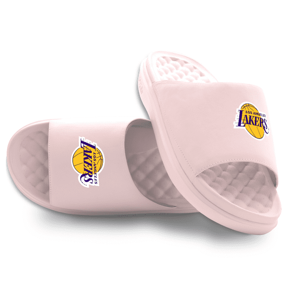 Youth ISlide Pink Los Angeles Lakers Primary Motive Slide Sandals