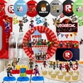 thumbnail image 2 of Roblox-vajilla desechable con tema para niños, servilleta para fiesta de cumpleaños, etiquetas para botellas de agua, collares, decoraciones para pasteles, suministros para Baby Shower, 2 of 5