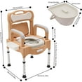 thumbnail image 6 of Bedside Toilet for Seniors, Adjustable Height 16.3in-21.2in, Toilet with Tissue Box, Support up to 550lbs, Commode Chair Adult Potty Chair for Home Use (Khaki, With Night Light), 6 of 9