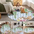 thumbnail image 6 of Easter Rabbits 6ft Round Rugs, Spring Cute Bunny Eggs Flowers Leaf Blue Plaid Washable Non-Slip Area Rugs for Living Room Bedroom Kitchen, Low Pile Dining Room Kicthen Circle Carpet, Indoor Floor Rug, 6 of 9