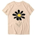 thumbnail image 4 of ZQUUVOU Womens T-Shirts Printed Floral Crew Neck Short Sleeved Tops(Khaki,2XL), 4 of 4