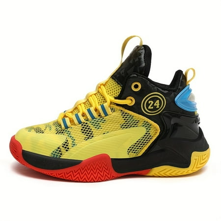 

Boy s Color Block Basketball Shoes Comfy Breathable Non Slip Lace Up Shock Absorption Sneakers For Indoor/Outdoor Training Running Walking