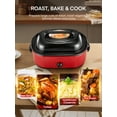 thumbnail image 4 of FOHERE 26 Quart Electric Roaster Oven with Visible & Self-Basting Lid, Large Turkey Roaster with Defrost Warm Function, Adjustable Temperature, Removable Pan Rack, Stainless Steel, Red, 4 of 8
